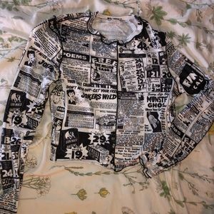 Long sleeve white & black graphic tee